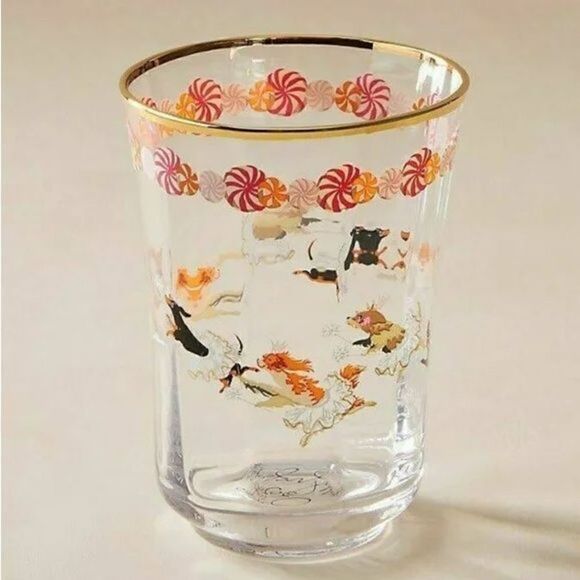 Anthropologie Inslee Fariss Twelve Days of Christmas Juice Glass Dancing Dogs - Picture 1 of 7